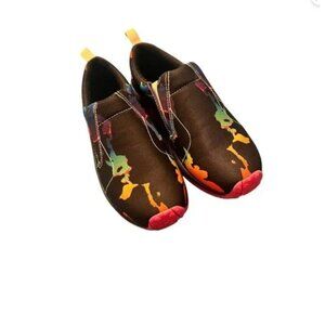 Merrell mens 6 Slip-On Water Shoes With Colorful Splash Print & Non-Slip Red Sol